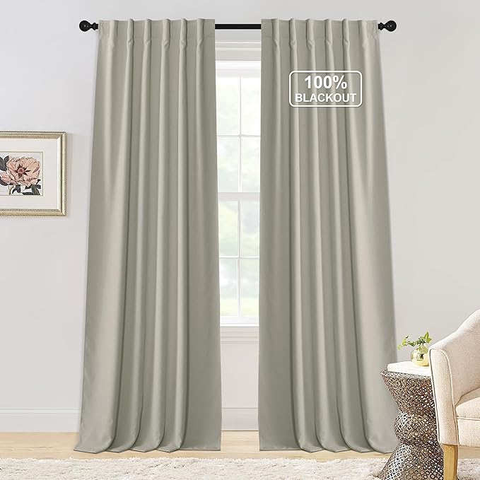 NICETOWN Sand Chenille Velvet Curtains 90 inches Long, Privacy Luxury Rod - Image 9