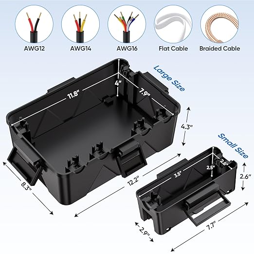 TICONN Outdoor Electrical Box, IP54 Splash-Proof Outdoor Extension Cord Cover - Image 2
