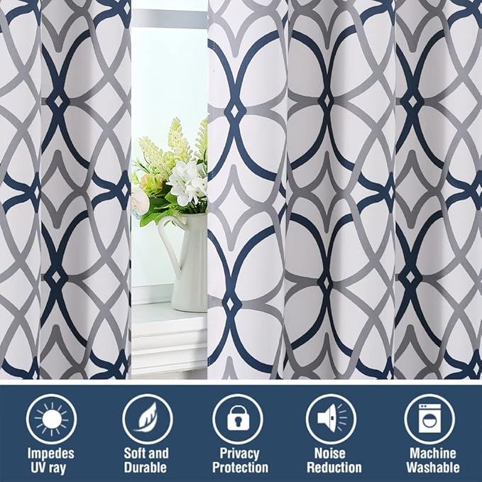 H.VERSAILTEX Blackout Curtains Printed Design 63 Inch Length 2 Panels Set - Image 6