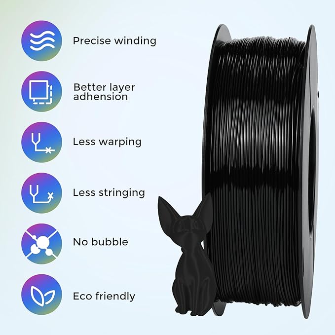 Comgrow TPU Filament, 95A Soft TPU Flexible 3D Printer Filament Black 1kg - Image 3