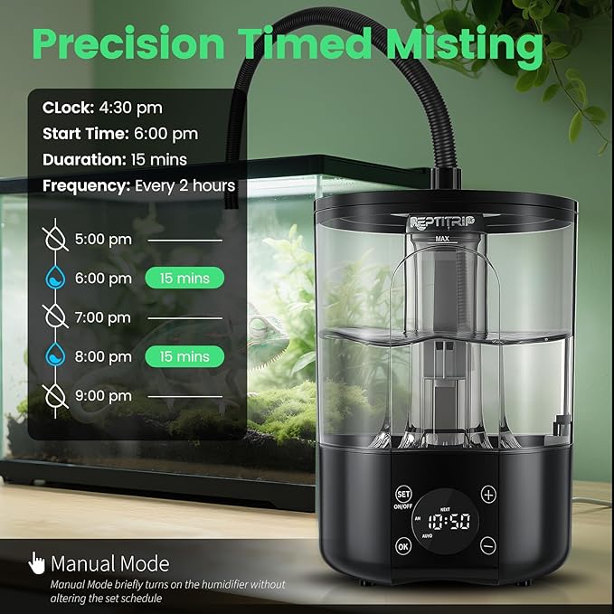 Reptile Humidifier Fogger for Terrariums, Timer Function, 1 Gallon, Adjustable - Image 3