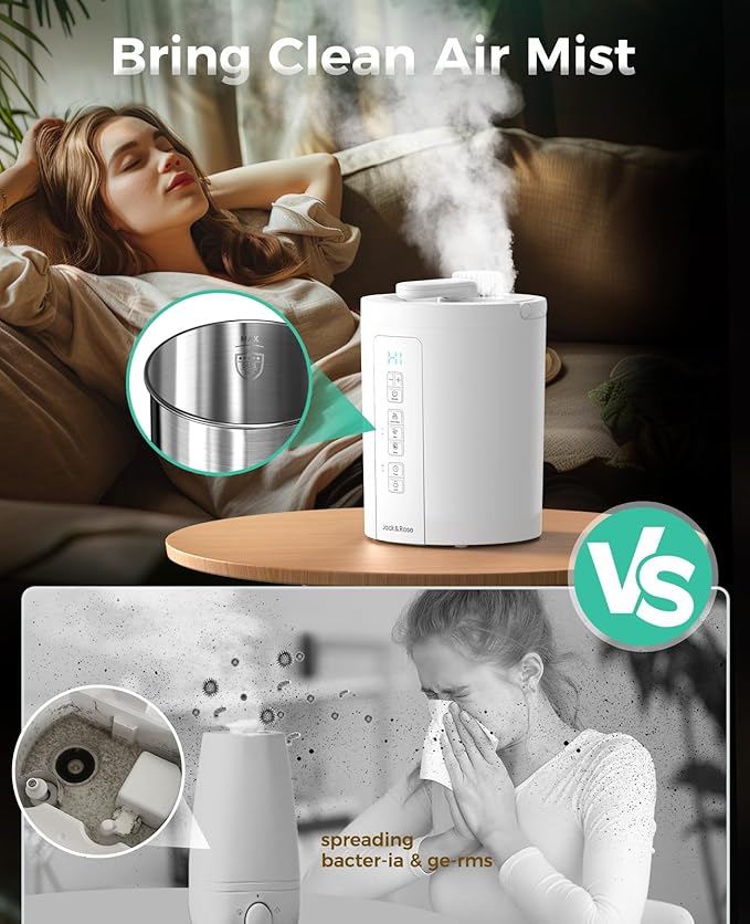 3L Stainless Steel Humidifier for Bedroom, Warm Mist Humidifiers Easy Clean - Image 4