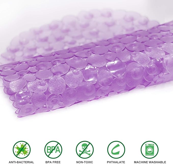 WELTRXE Pebbles Bath Mat Oval Non-Slip Bathtub Mat - Image 2