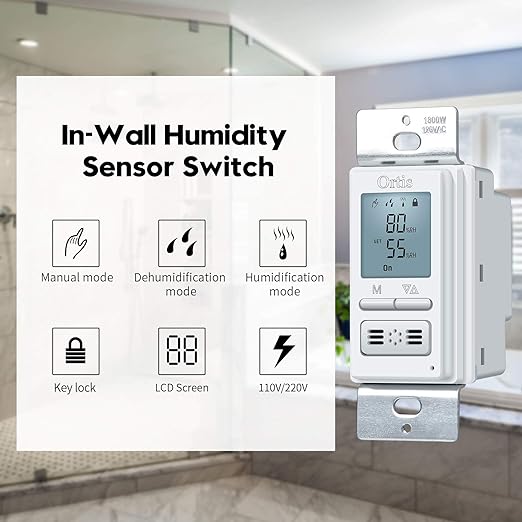Humidity Sensor Switch, Ortis in-Wall Bathroom Fan Automated Control Switch - Image 2