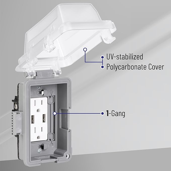 Bates- Weatherproof Electrical Outlet Cover, Outdoor Plug Cover - Image 4