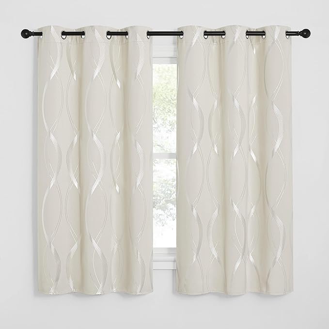 NICETOWN Beige Cafe Curtains Small Blackout Panels, 34 x 63 Window Treatment - Image 2