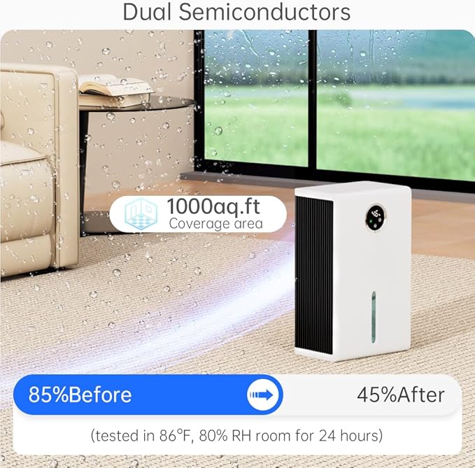 Dehumidifier for Home 1000 sq.ft 120 Ounce Energy Saving and Tank Quiet - Image 4