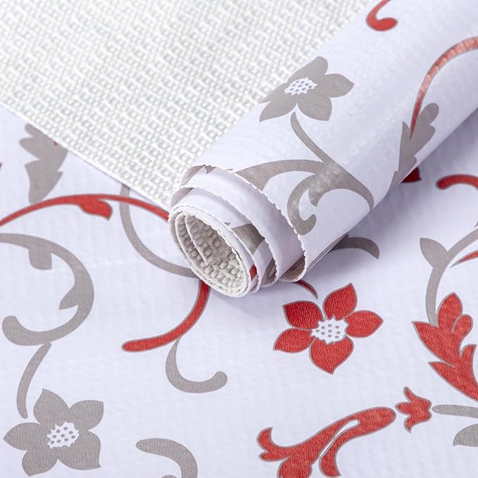 2 Rolls 18" W x 96" L Floral Drawer and Shelf Liner by DwellAid