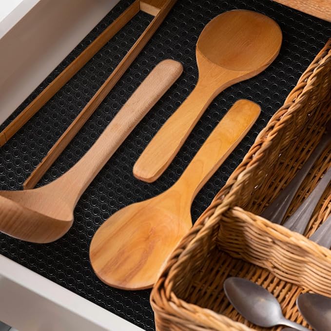 Black Shelf Liners Kitchen Cabinets Non Adhesive Drawer Mat Refrigerator Liners - Image 7