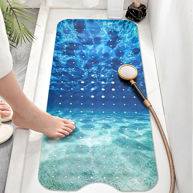 Seawater Bathtub Mat Non Slip, Ocean Waves Bath Tub Mat Baby Bath Mats - Image 2