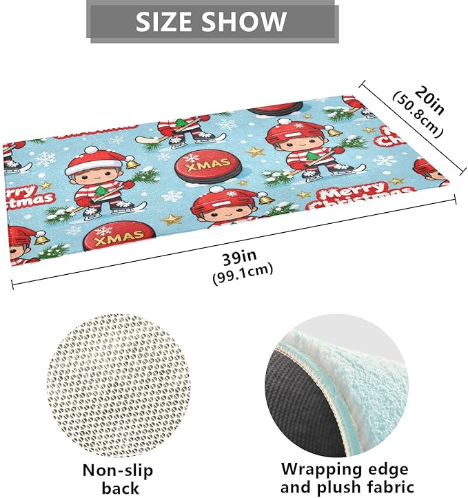 Merry Christmas Ice Hockey decorative mat non slip anti mold decorative - Image 3