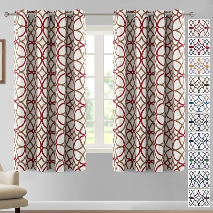 H.VERSAILTEX Blackout Curtains Printed Design 63 Inch Length 2 Panels Set by HVERSAILTEX