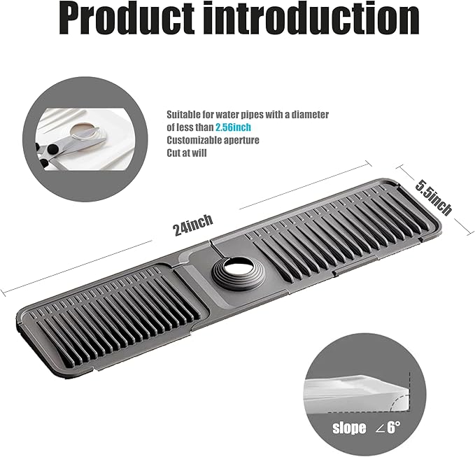 STARGAZ Silicone Faucet Mat for Kitchen Sink, Faucet Draining Mat, Sink Back - Image 2