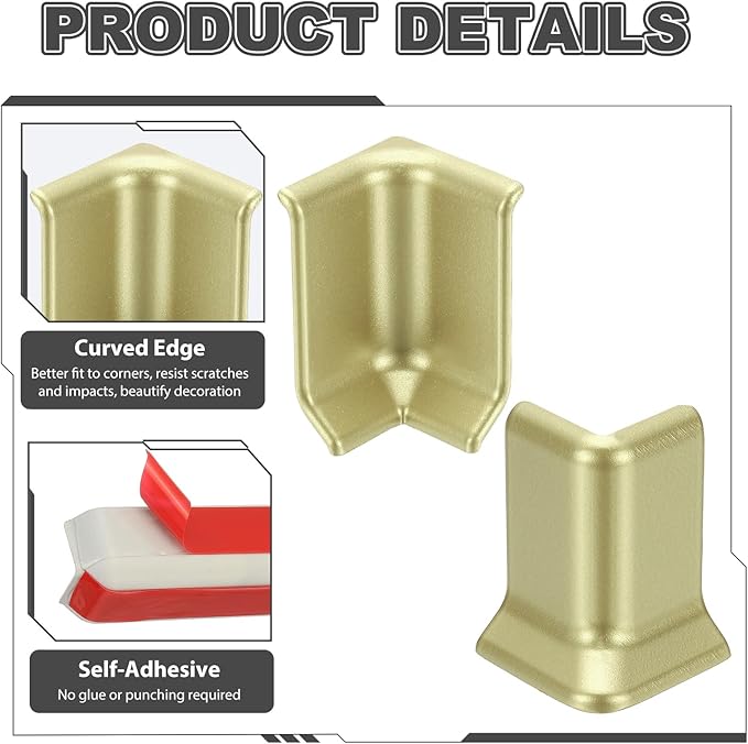uxcell Self Adhesive Baseboard Corner Blocks, 2.2 Inch Wall Edge Corner - Image 4
