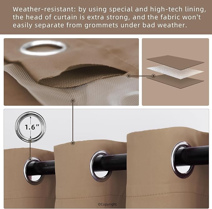 Waterproof Outdoor Curtain W52 x L63 - Image 3