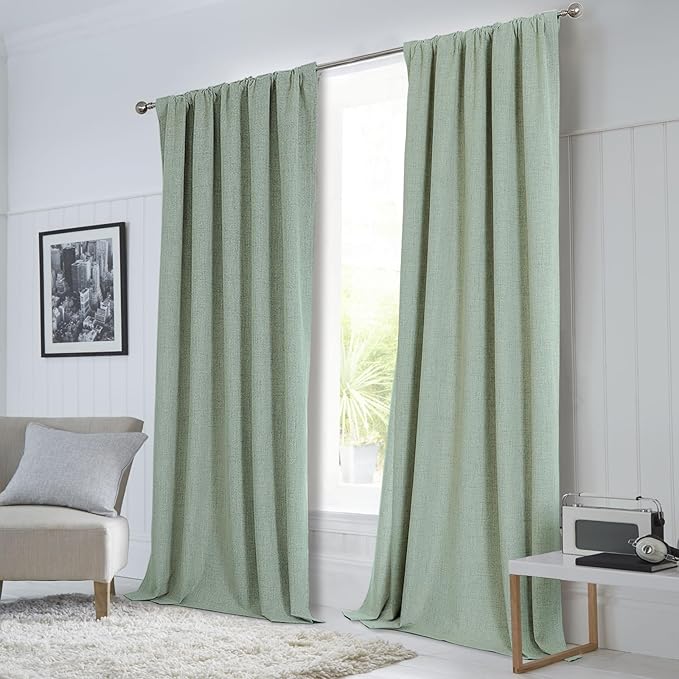 CUCRAF Linen 100% Blackout Curtains 84 Inch Length 2 Panels Set, Back Tab and - Image 9
