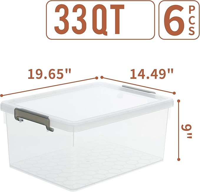 Citylife 33 QT 6 Packs Plastic Storage Bins - Image 6