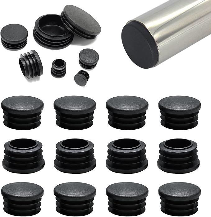 1-1/4" Plastic Hole Plugs Black -Round Chair Leg Caps, Flush Mount Pipe Plugs by EASYEAH