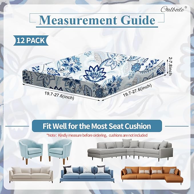 12pcs Floral Printed Stretchy Sofa Cushion Covers - Image 2