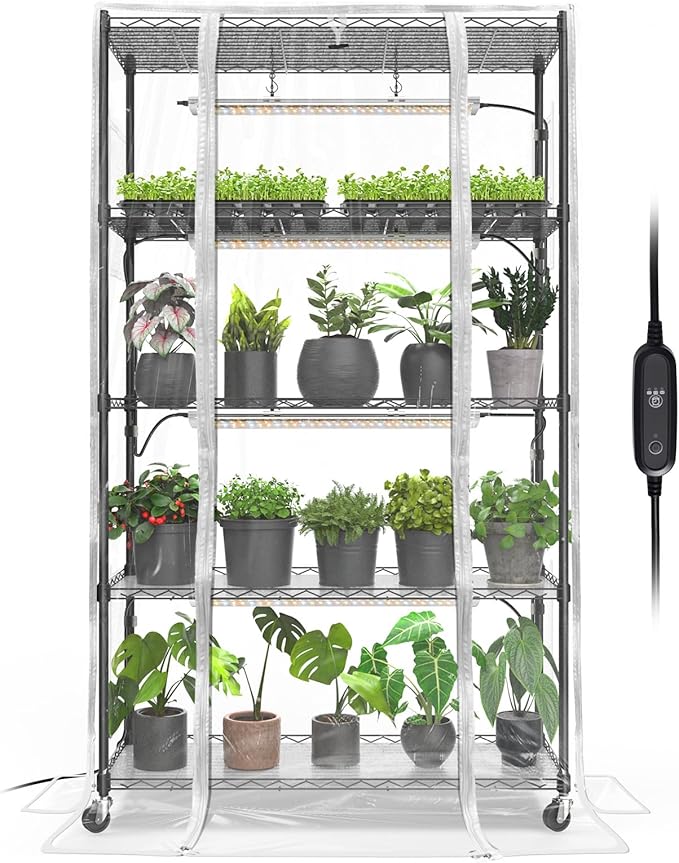 Bstrip Indoor Greenhouse with Grow Light, Mini Green House with 4 Pack 24W Full by Bstrip