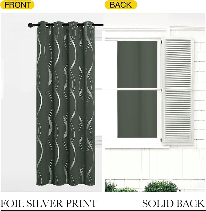 NICETOWN Blackout Curtains 84 inch Length 2 Panels Set, Dark Mallard, Noise - Image 6