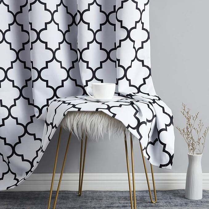 HLC.ME Lattice Print Pattern Blackout Curtains 63 Inch - Image 6