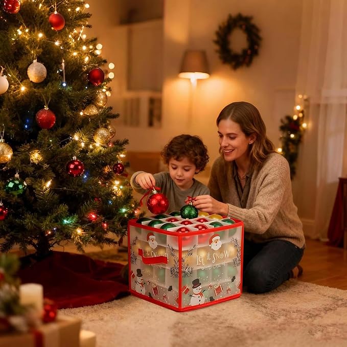 Ornament Boxes - Large Capacity Holiday Organizer, Removable Dividers, Portable - Image 2