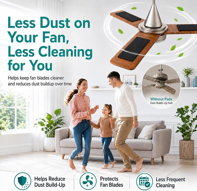 Ceiling Fan Filters for Blades, 15 Pack Fan Air Purifier Pads - Image 5