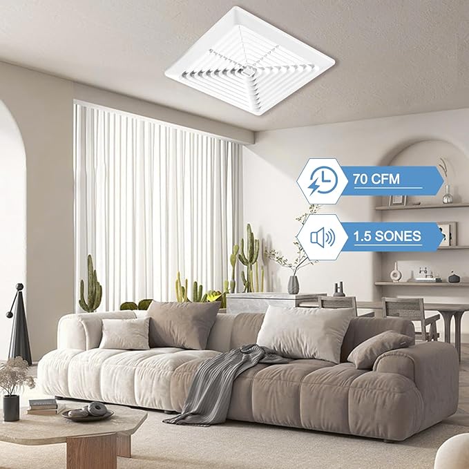 Bathroom Exhaust Fan 70CFM 2.0Sone, 3-Inch Duct, Energy Star Certified - Image 2