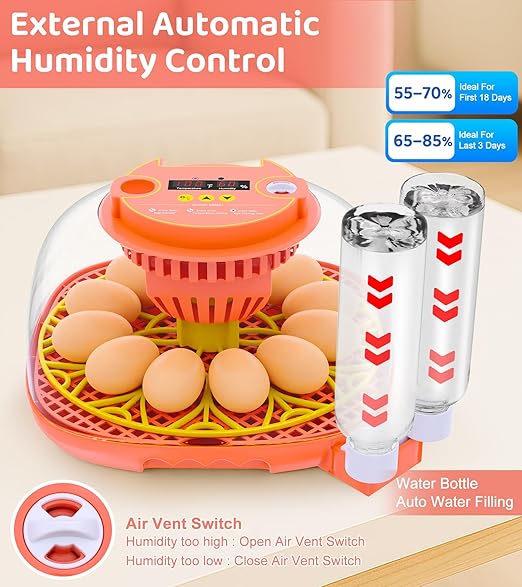 12 Egg Incubator for Hatching Eggs, Smart Temperature and Humidity Control - Image 4