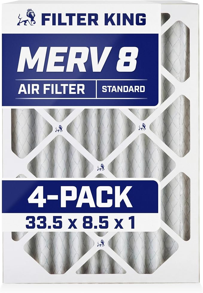 Filter King 33.5x8.5x1 Air Filter | 4-PACK | MERV 8 HVAC Pleated A/C Furnace by FilterKing