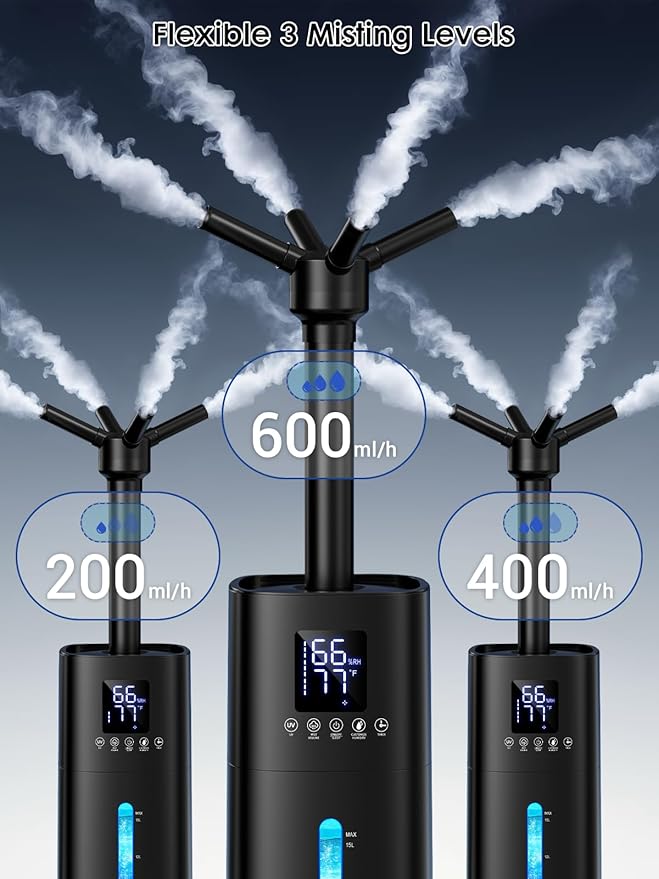 15L/4Gal Humidifier Large Room, 600mL/h Misting, 1200ft² Coverage, Auto - Image 4
