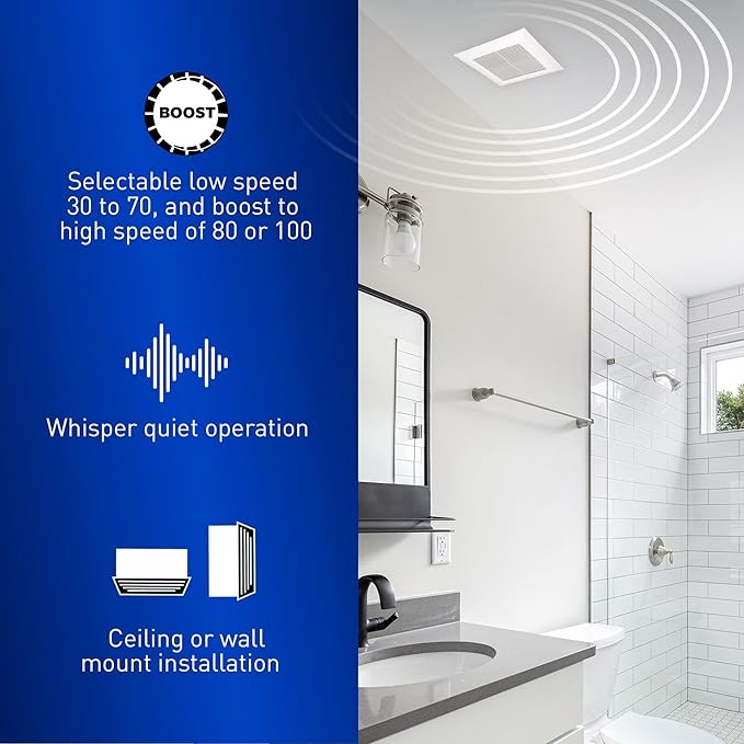 Panasonic WhisperValue Ceiling/Wall Mount Dual Speed Bathroom Exhaust Fan - Image 4