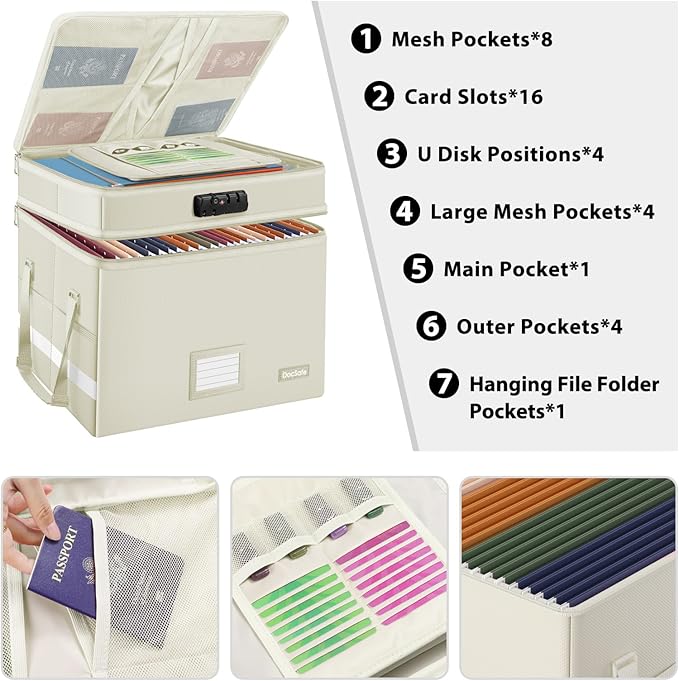 DocSafe File Box with Lock, Large Portable Home Office Filing Box - Image 2