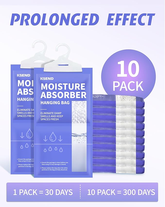 Moisture Absorbers 10 Pack, 9.8 Oz Compact Dehumidifier Bags & Packs, Moisture - Image 3