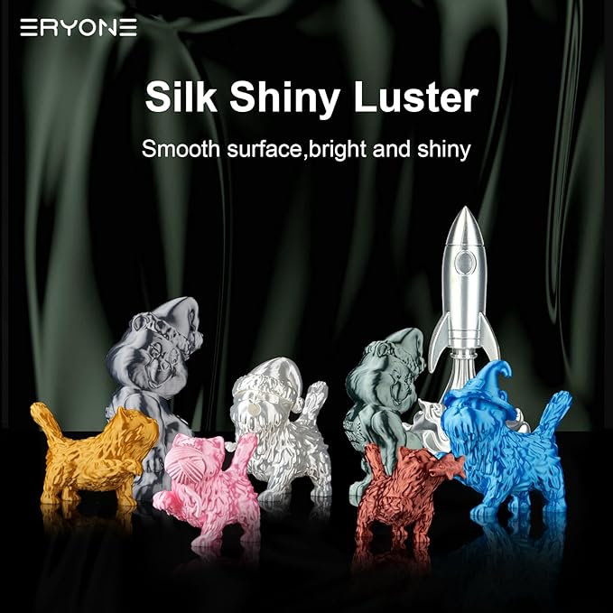 ERYONE Silk PLA Filament for 3D Printer, 1.75mm +/- 0.03mm, Silk Silver - Image 6
