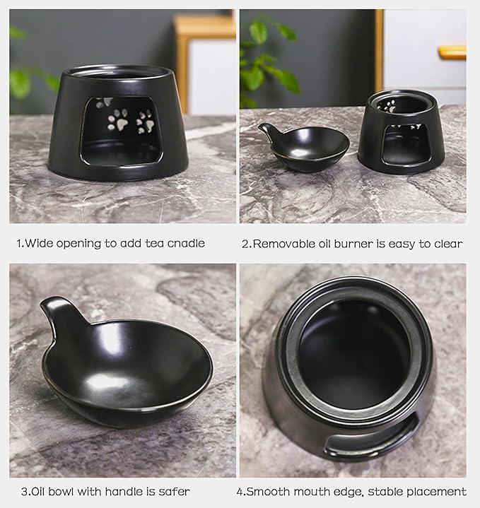 Ceramic Essential Oil Burner, BAOBYAO Wax Melt Burners Humidifier Yoga - Image 5