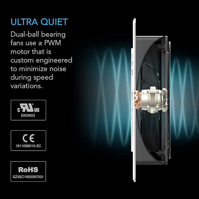 AC Infinity AIRPLATE T8 White, Quiet Cooling Dual-Fan System 6" - Image 4