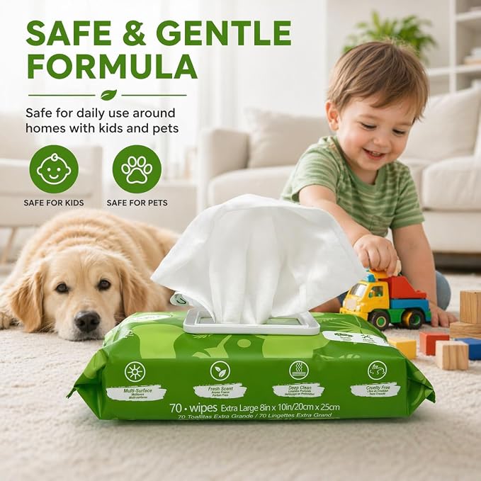 Air Jungles All Purpose Car and Home Cleaning Wipes 70 Count, Extra Large 8" x - Image 6
