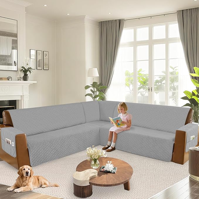 Arfntevss Waterproof Sectional Couch Covers L Shape Washable Velvet Sofa Cover - Image 6