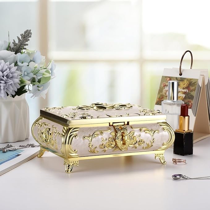 Hipiwe Jewelry Storage Chest Rectangular Keepsake Storage Box Trinket - Image 5