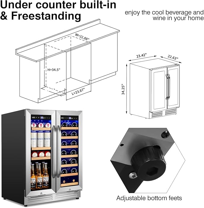 Wine and Beverage Refrigerator Upgraded, 24 Inch Beverage Refrigerator Cooler - Image 7