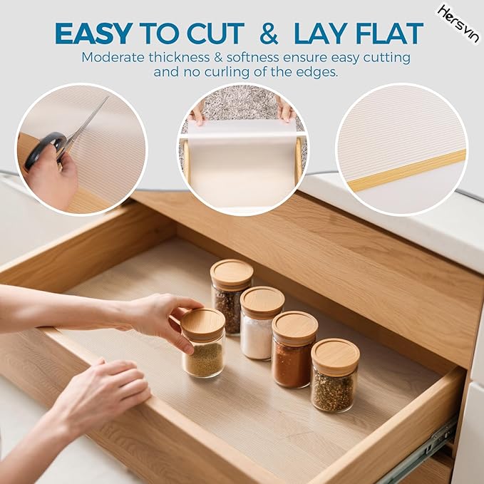 Hersvin Shelf Liners 26 in x 20 ft EVA Drawer Mats, Non-Adhesive Cupboard - Image 5