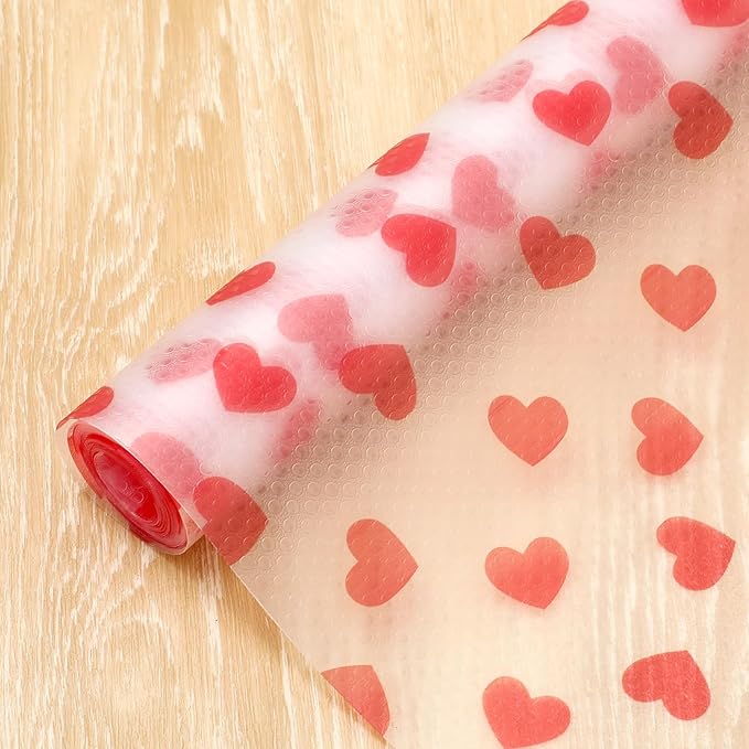 Valentine's Day Refrigerator Liner Waterproof Fridge Shelf Mat Red Heart by FYSUIMU
