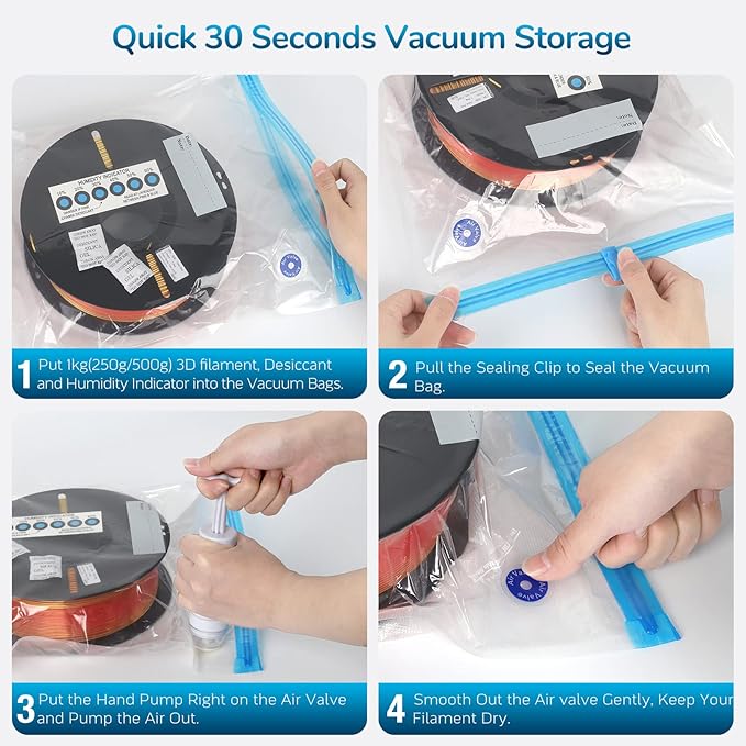 FugaCity 3D Printer Filament Storage Vacuum Kit- 20 Pack Reusable Vacuum Bags - Image 5