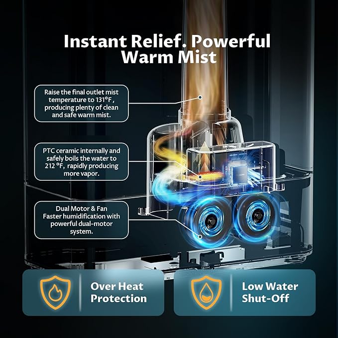 BREEZOME 8L Humidifiers for Bedroom, Warm & Cool Mist for Large Room Home - Image 3