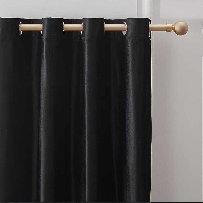 BULBUL Luxury Black Velvet Curtains 63 inch Elegant Living Room Curtain - Image 2