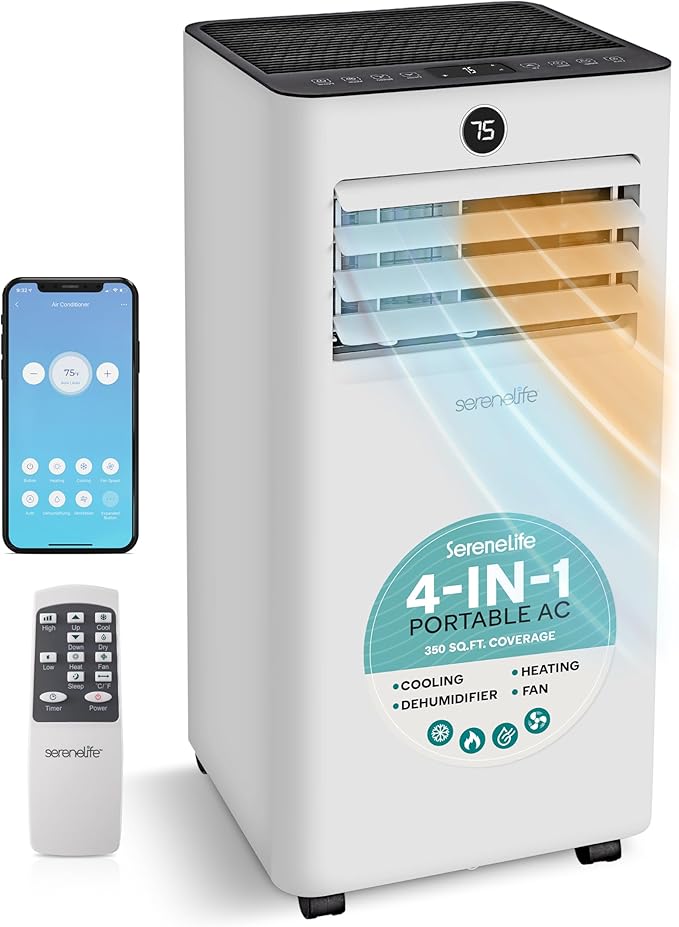 SereneLife 8, 000 BTU Portable Air Conditioner and Heater, Small AC by SereneLife
