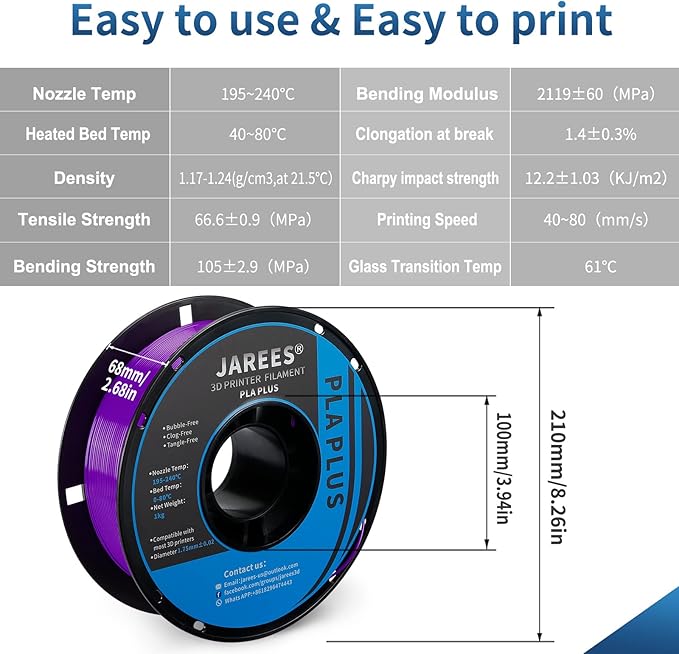 PLA Filament 1.75mm Purple 1KG, 3D Printer Filament Dimensional Accuracy +/- - Image 6