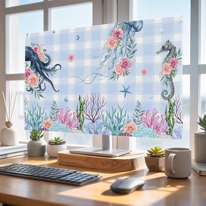Ocean Jellyfish Seahorse Octopus Indoor TV Cover, Elastic TV Screen Protector - Image 5